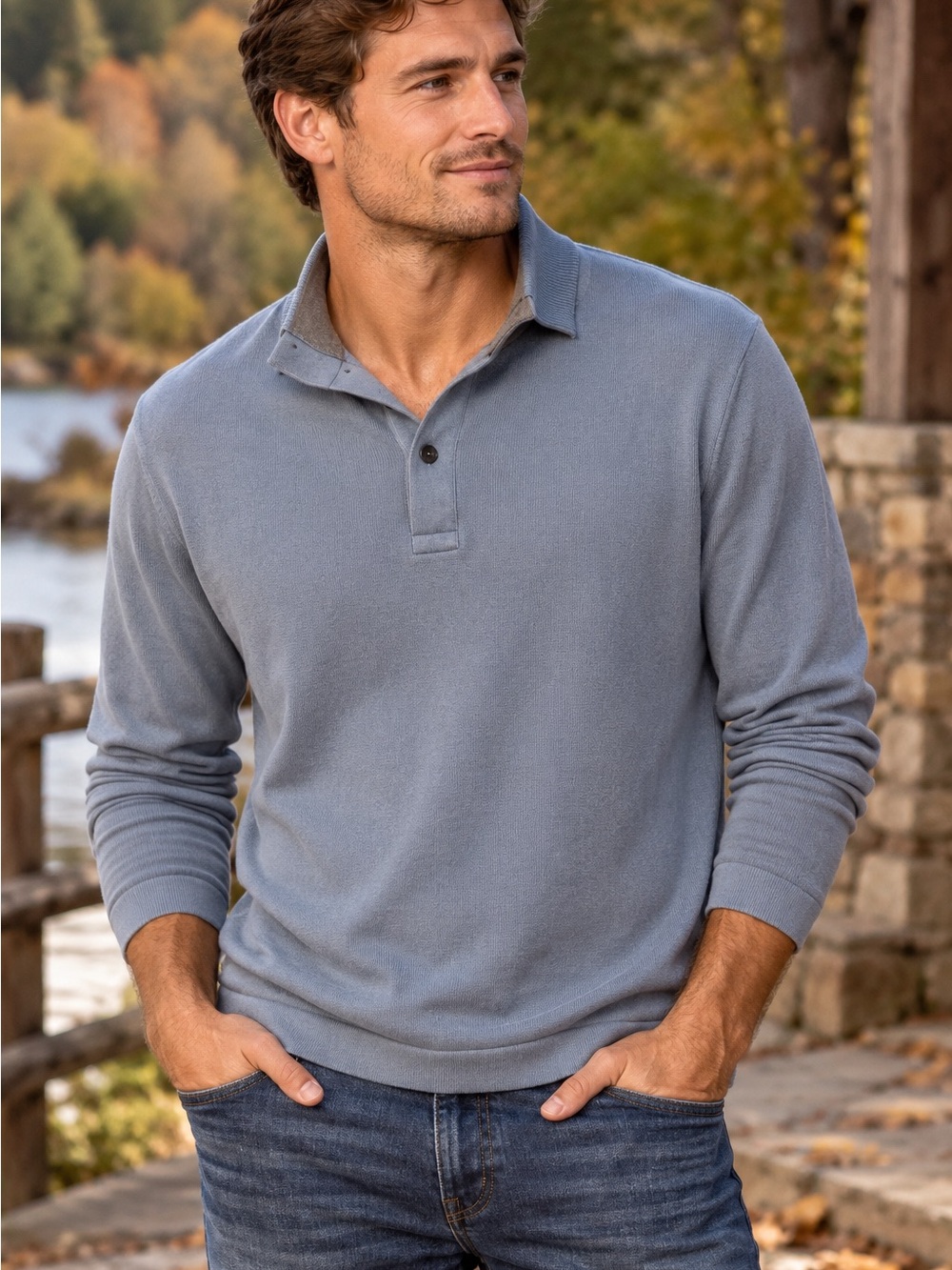 Cotton Cashmere Blend - Banana Republic Long-Sleeve Polo Sweater
